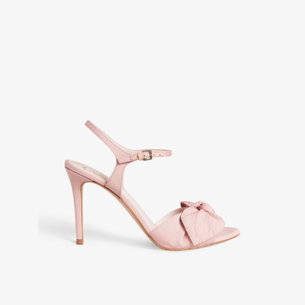 

Атласные босоножки на каблуке с муаровым бантом Ted Baker, розовый