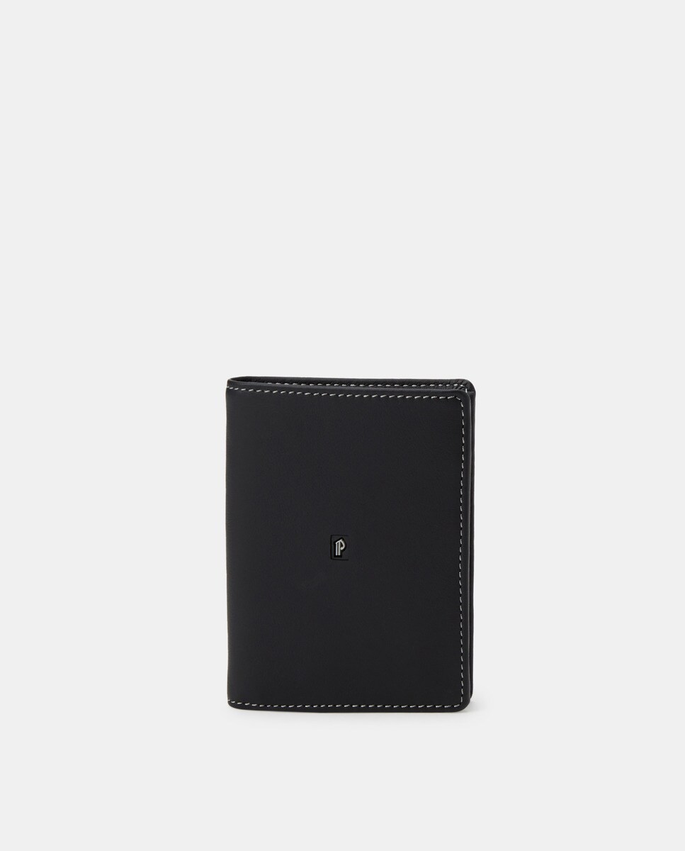 Черный кожаный кошелек на пять карт Pielnoble, черный большой черный кожаный кошелек на двадцать карт pielnoble черный