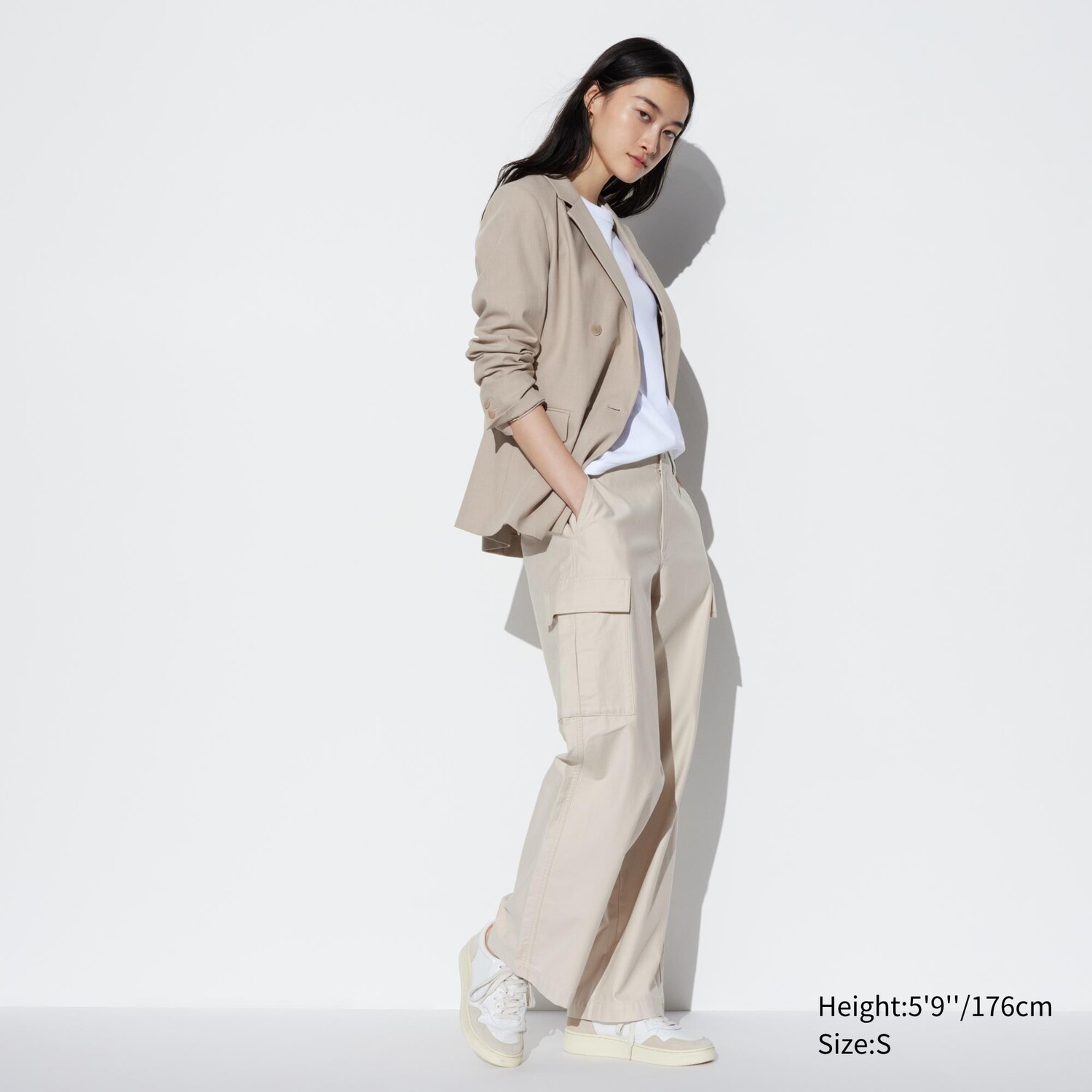 

Брюки-карго UNIQLO прямые, слоновая кость, Бежевый