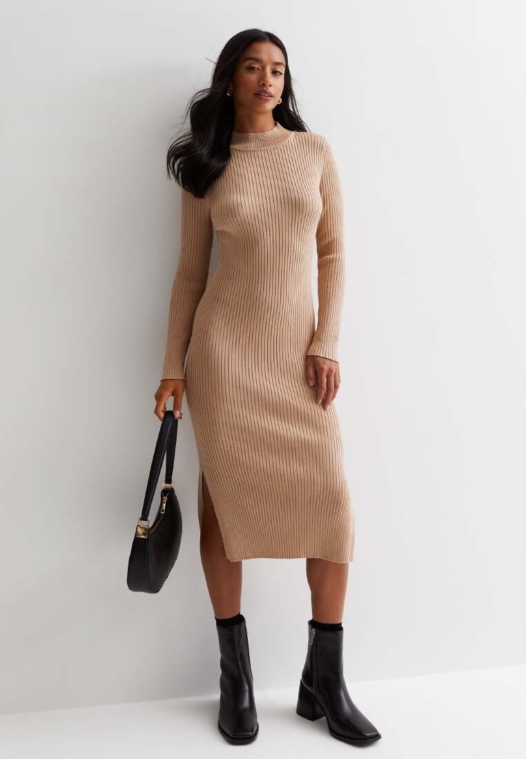 

Трикотажное платье Midi New Look Petite, цвет camel