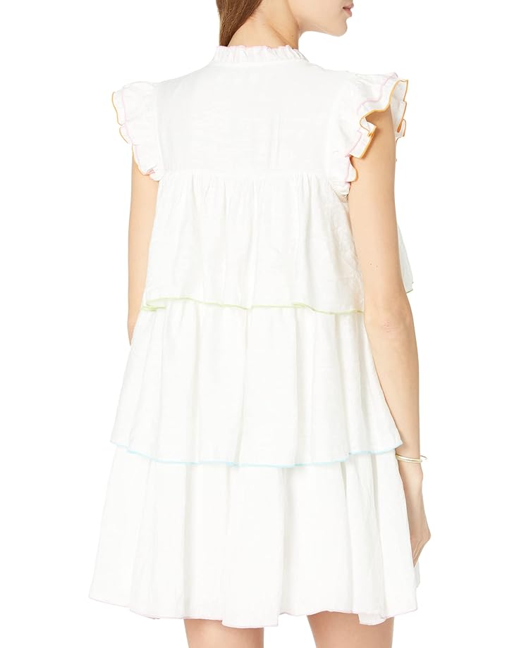 Платье English Factory Color-Block Edge Tiered Mini Dress, белый мульти