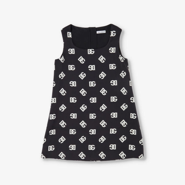 

Платье без рукавов из эластичного шелка с фирменным принтом 6-12 лет Dolce & Gabbana, цвет dg bianco fdonero
