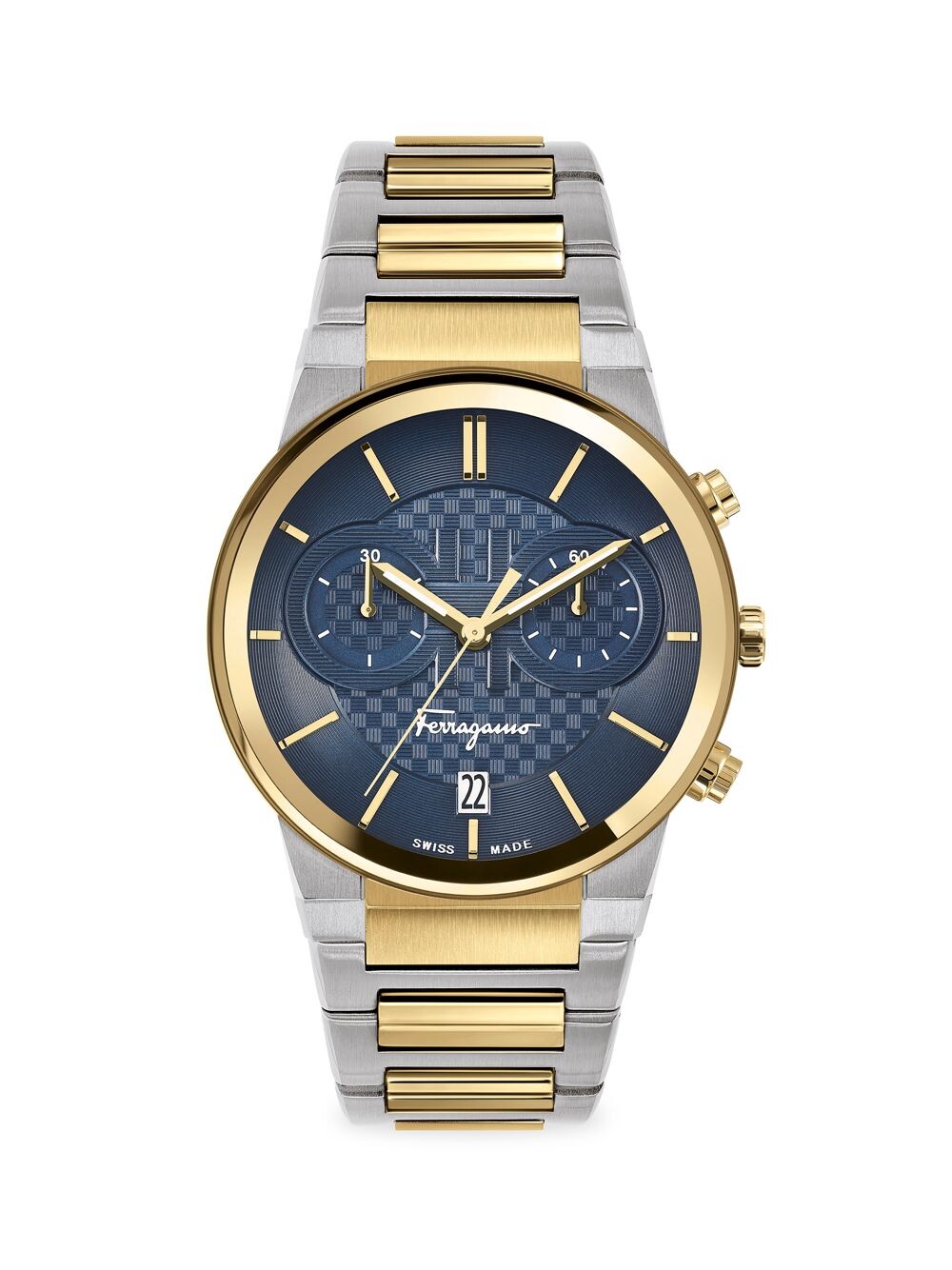 

FERRAGAMO Sapphire Chrono Часы с браслетом из желтого золота и нержавеющей стали FERRAGAMO, синий