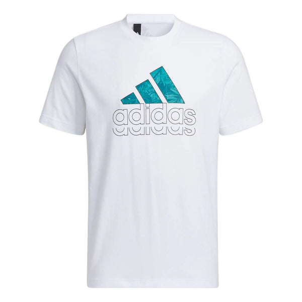 Футболка adidas Alphabet Logo Printing Athleisure Casual Sports Round Neck Short Sleeve White, мультиколор