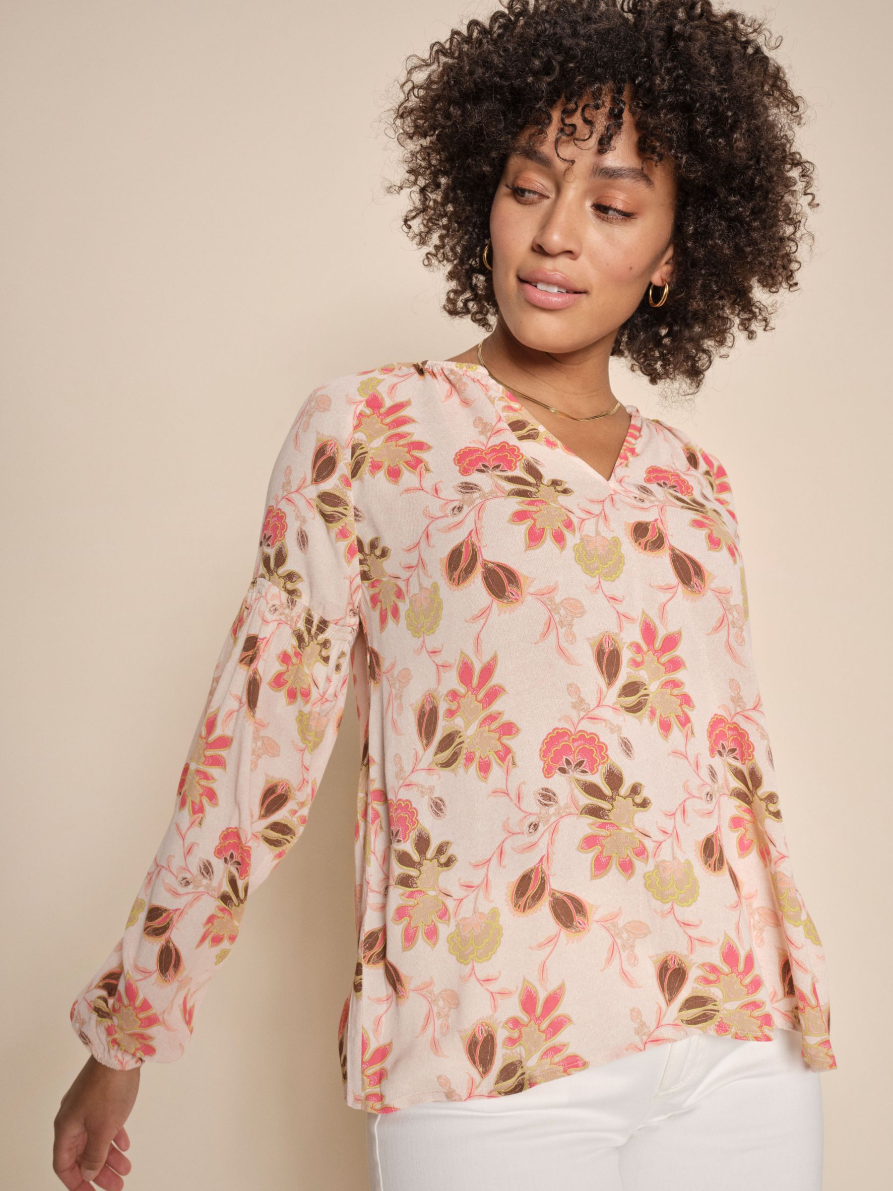 Tjana Fleur Блузка с цветочным принтом MOS MOSH, розовый блузка с цветочным принтом и v образным вырезом xs зеленый