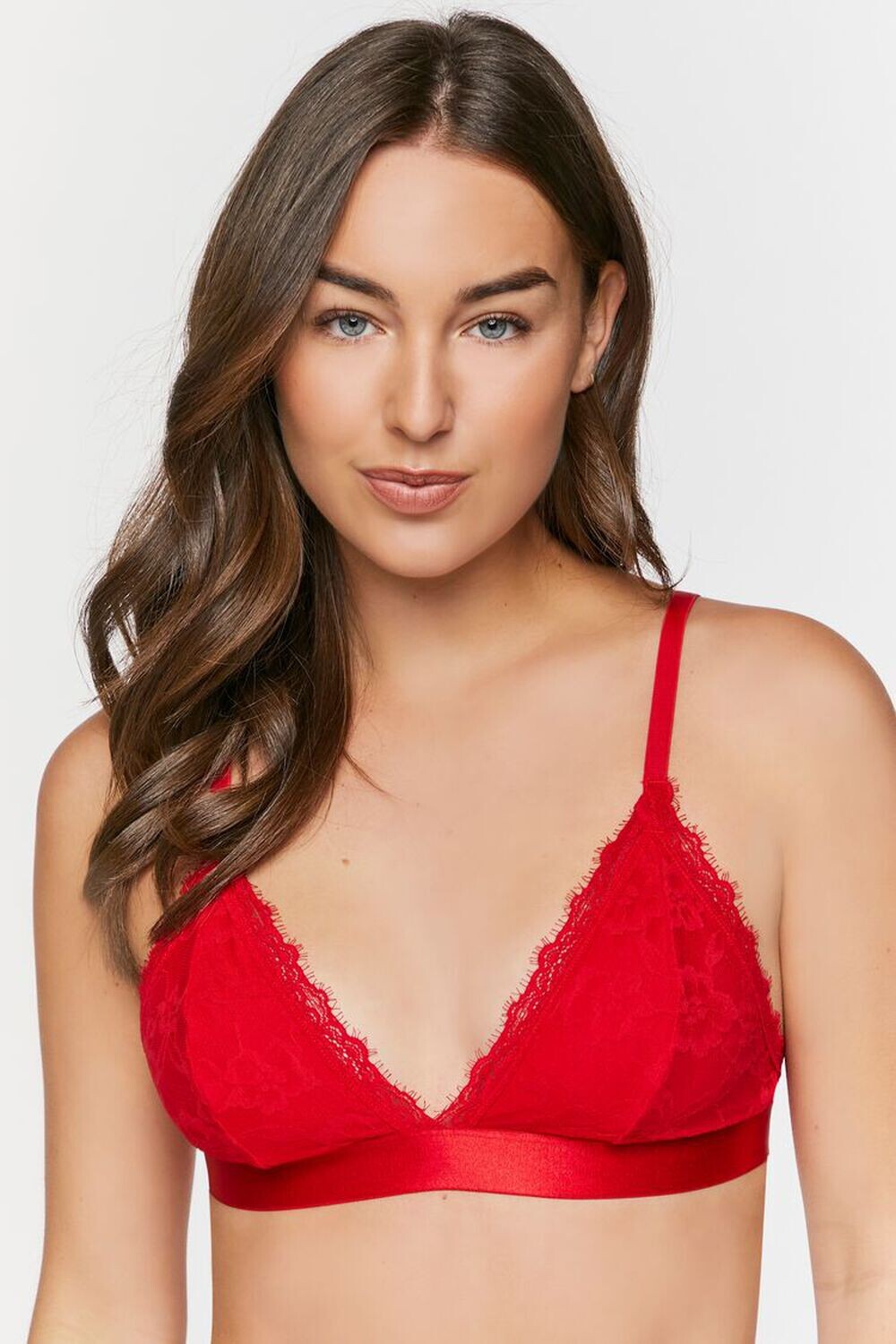

Кружевной бюстгальтер без косточек с глубоким вырезом Forever 21, томато