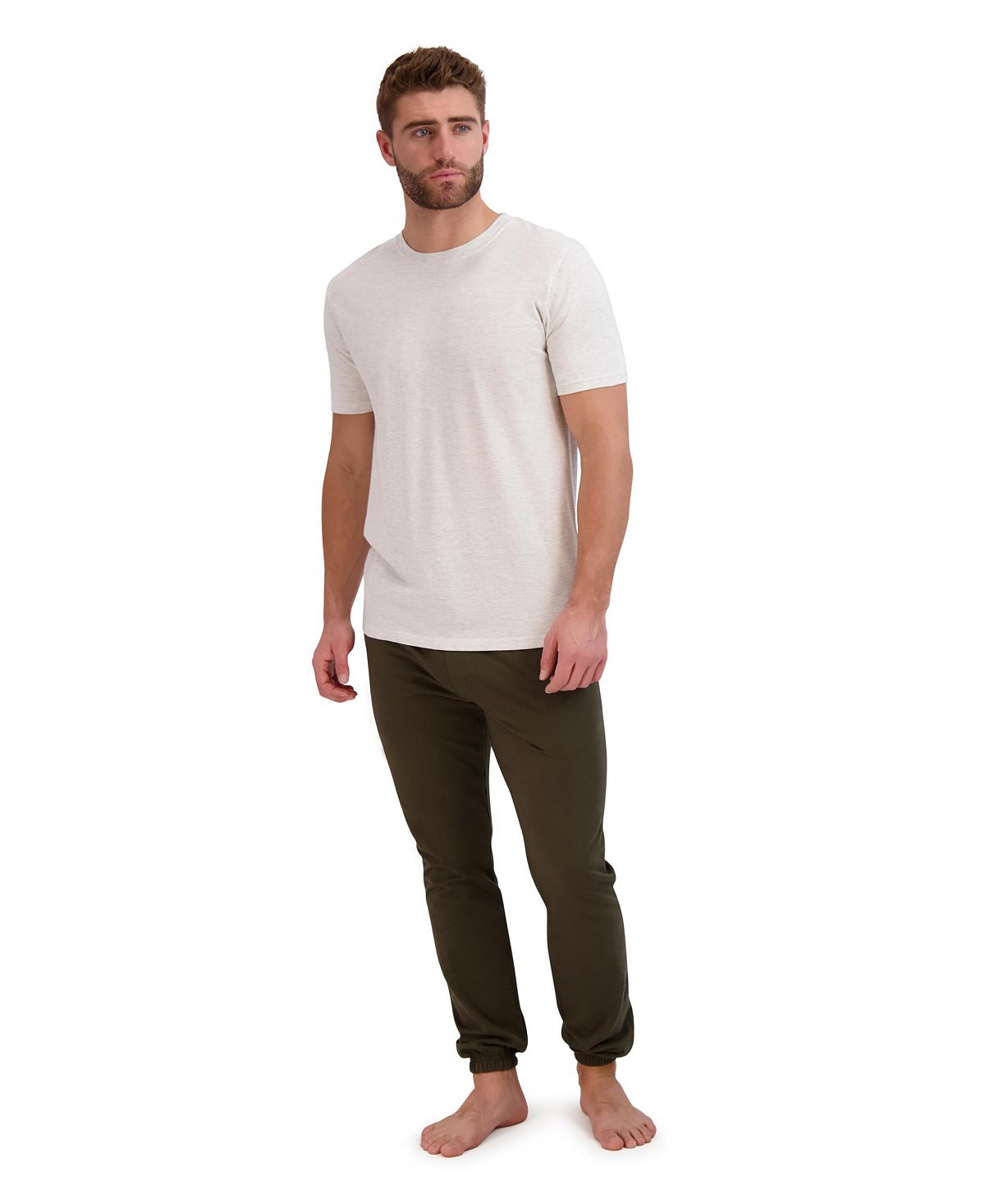 цена Мужская однотонная футболка и пижамный комплект из джоггеров из френч-терри Hanes
