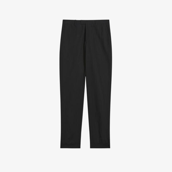 

Брюки прямого кроя приталенного кроя из хлопка и льна Ted Baker, черный