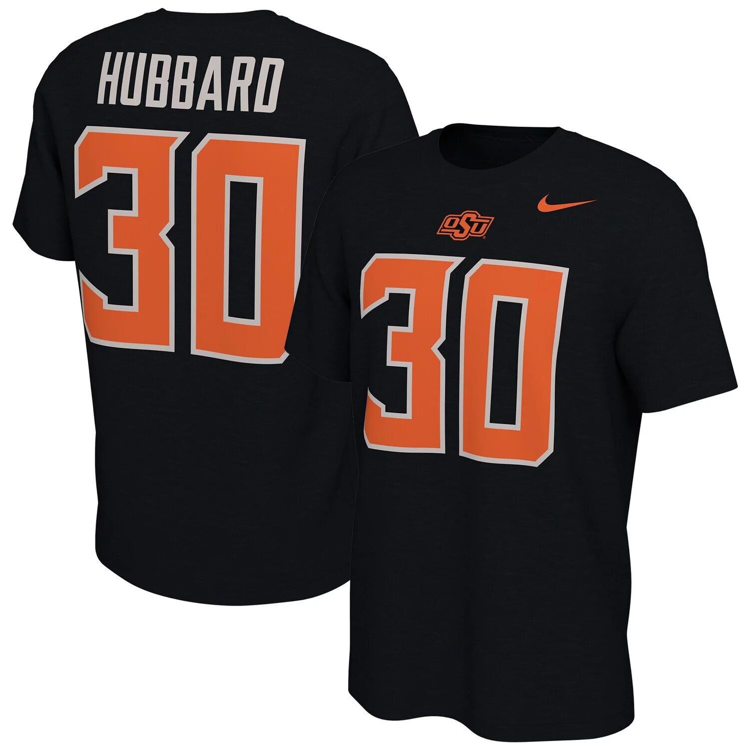 

Мужская черная футболка с именем и номером выпускника команды Oklahoma State Cowboys Chuba Hubbard Nike, Черный