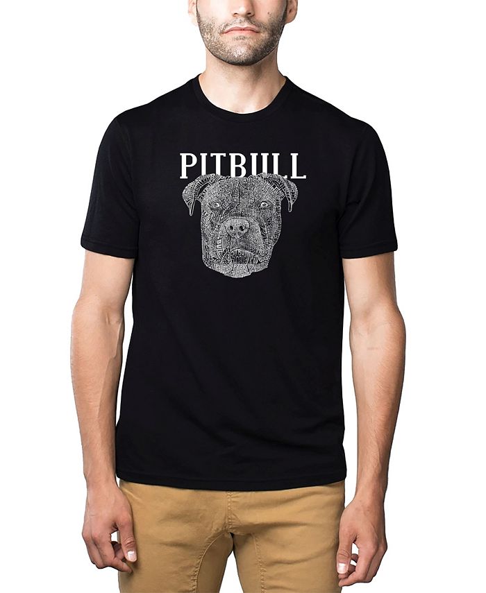 Мужская футболка премиум-класса Word Art - Pitbull Face LA Pop Art, черный