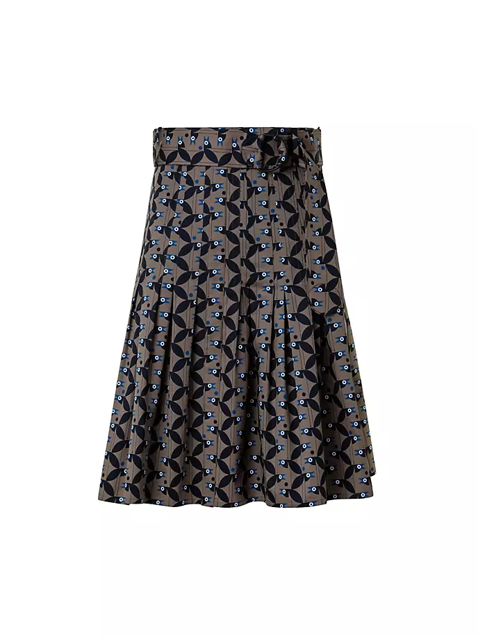 Длинная юбка из хлопкового атласа с поясом Akris Punto, цвет sage black ink браслеты swarovski 5620553