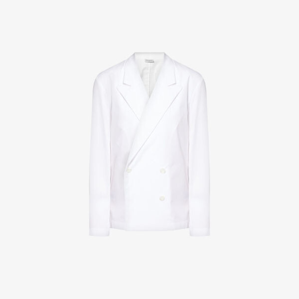 

Хлопковый блейзер с v-образным вырезом и лацканами Dries Van Noten, белый