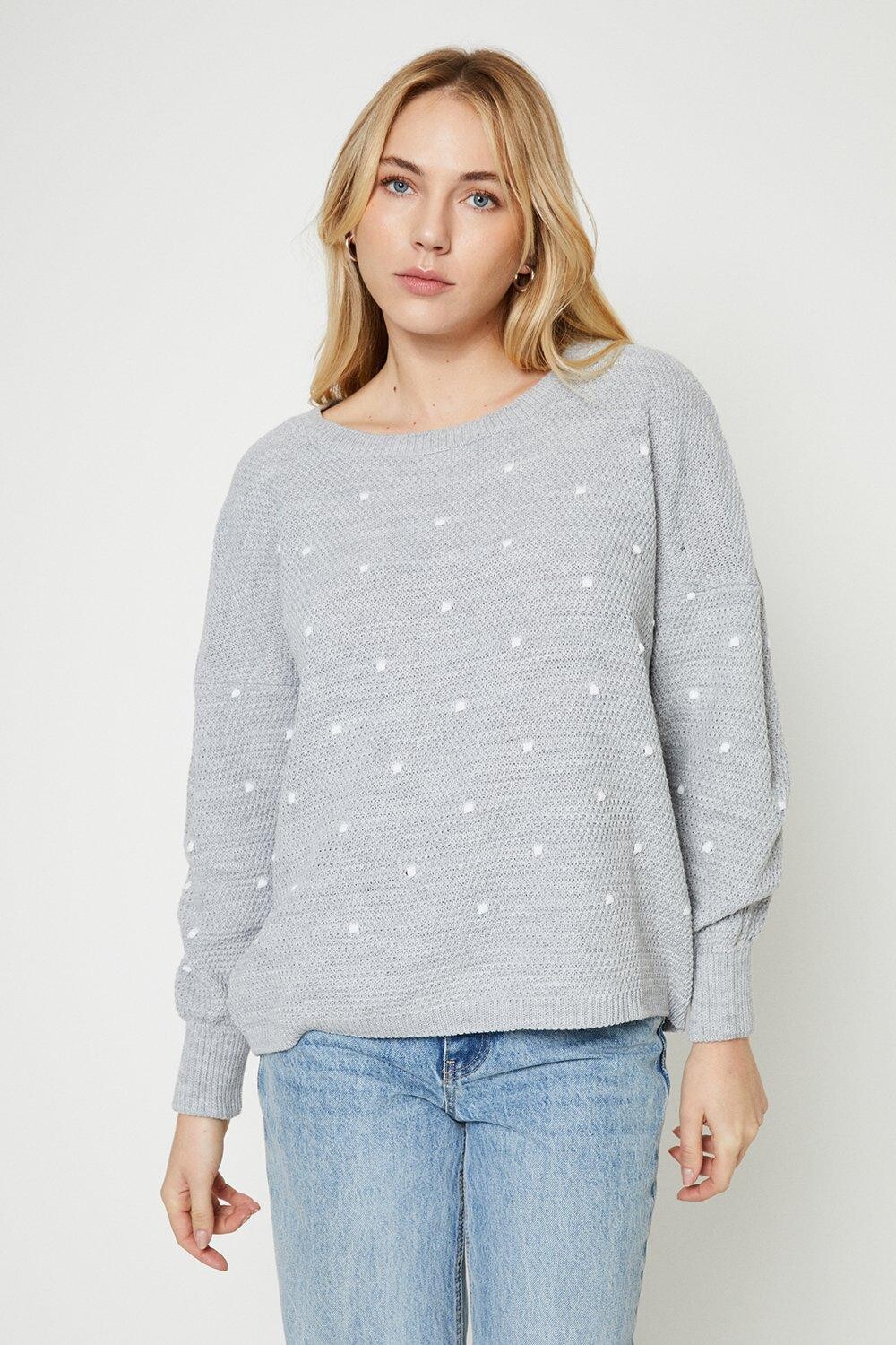 

Джемпер с круглым вырезом Bobble Stitch Dorothy Perkins, серый