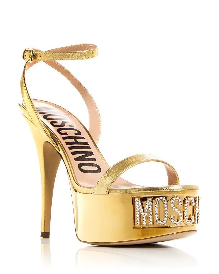 

Женские босоножки на высоком каблуке с логотипом на платформе Moschino