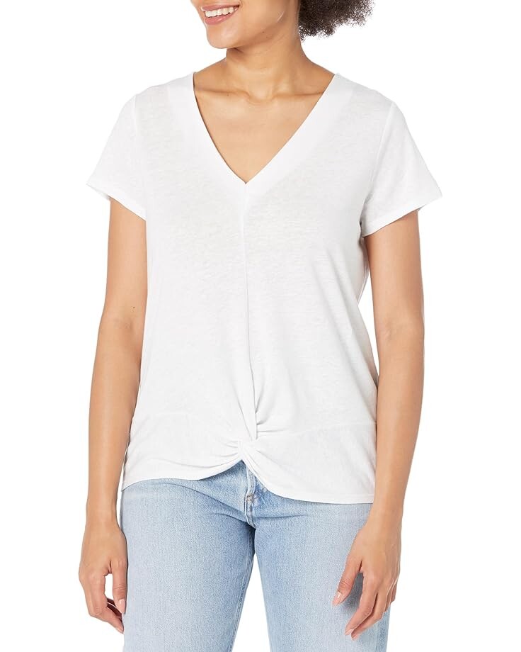 

Футболка NIC+ZOE Short Sleeve Knotted V, белый