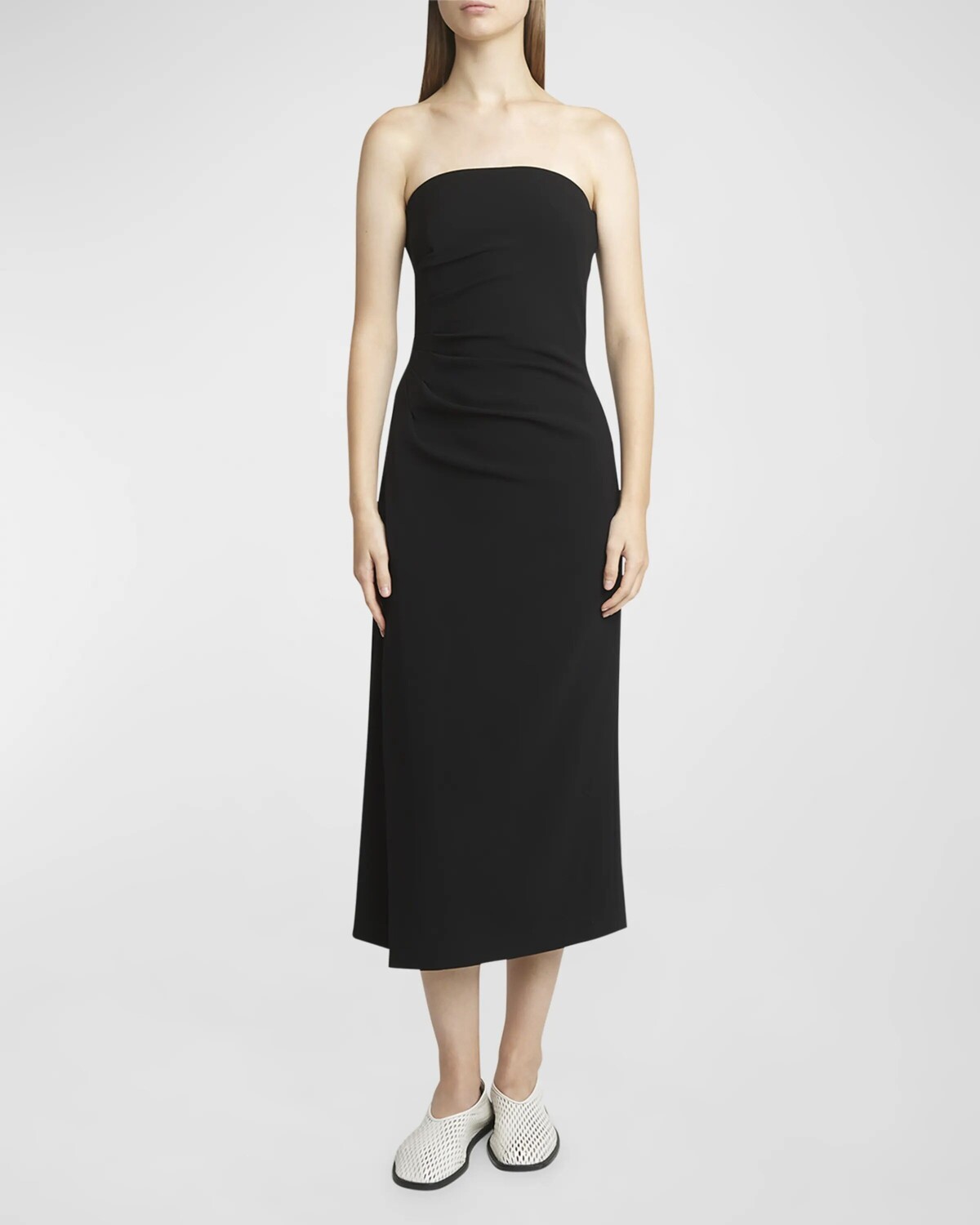 

Драпированное платье миди из матового крепа без бретелек Shira Proenza Schouler, цвет Black