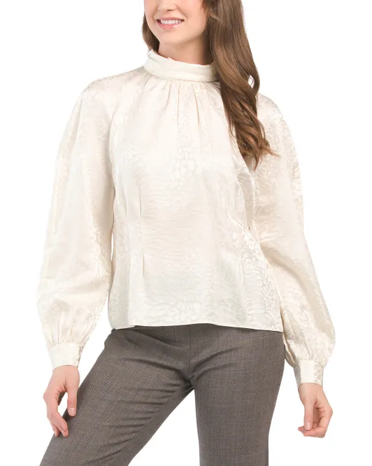 

Шелковая блузка с отложным воротником и воротником-стойкой Frame, цвет Off White