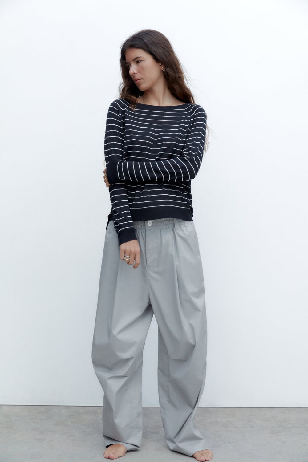 

Базовый вязаный свитер ZARA, темно-синий