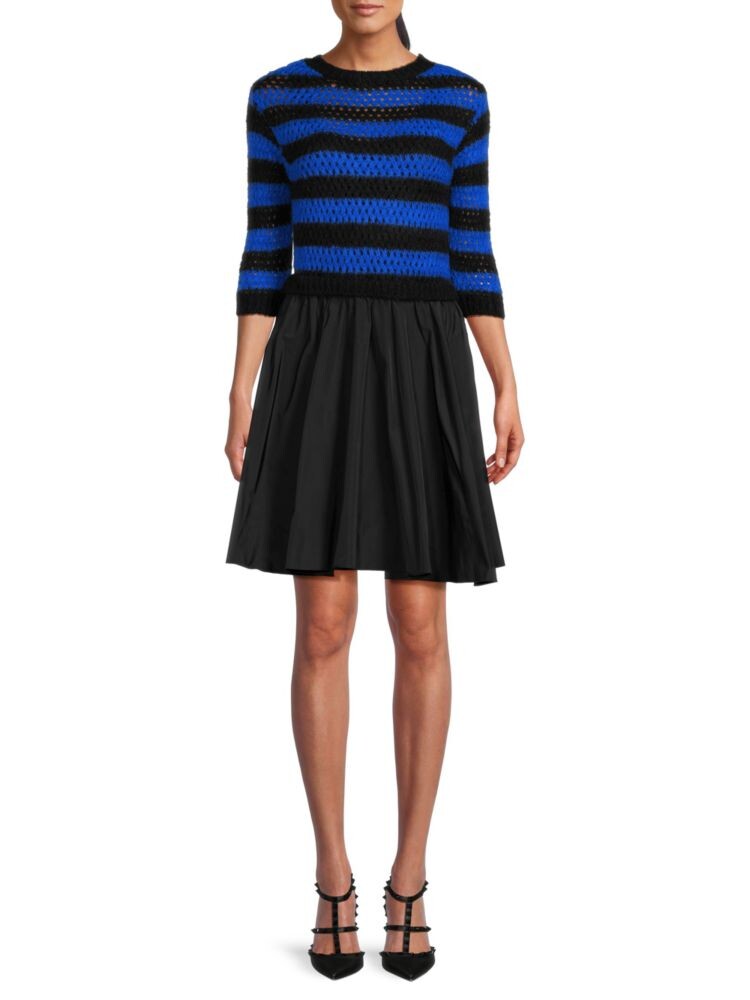 

Платье-свитер в полоску с расклешенным силуэтом Redvalentino, цвет Blue Nero