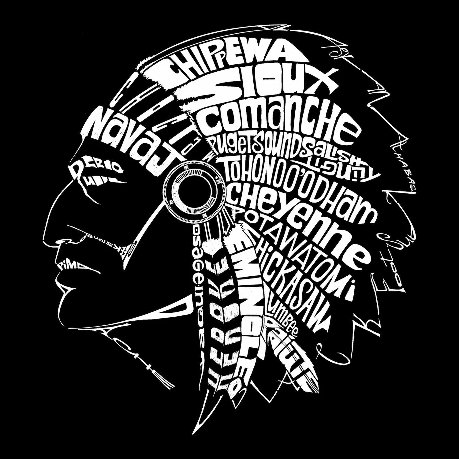 

Индийские племена — мужская футболка с рисунком Word Art LA Pop Art, черный