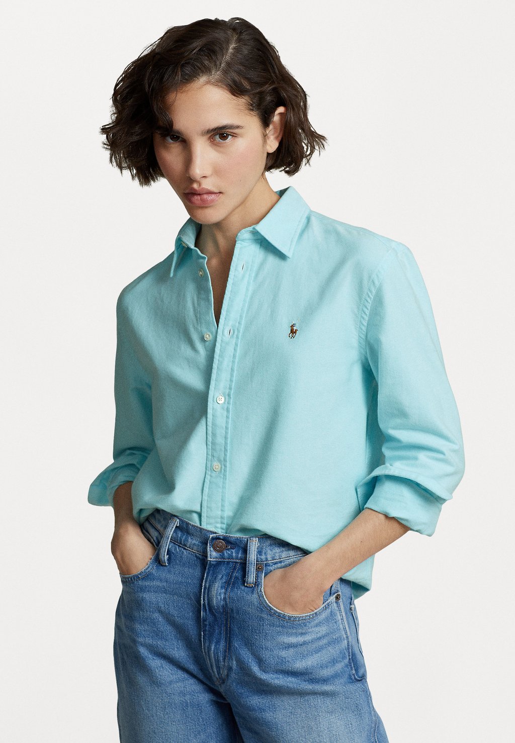 Рубашка Long Sleeve Button Front Polo Ralph Lauren, цвет acadia blue