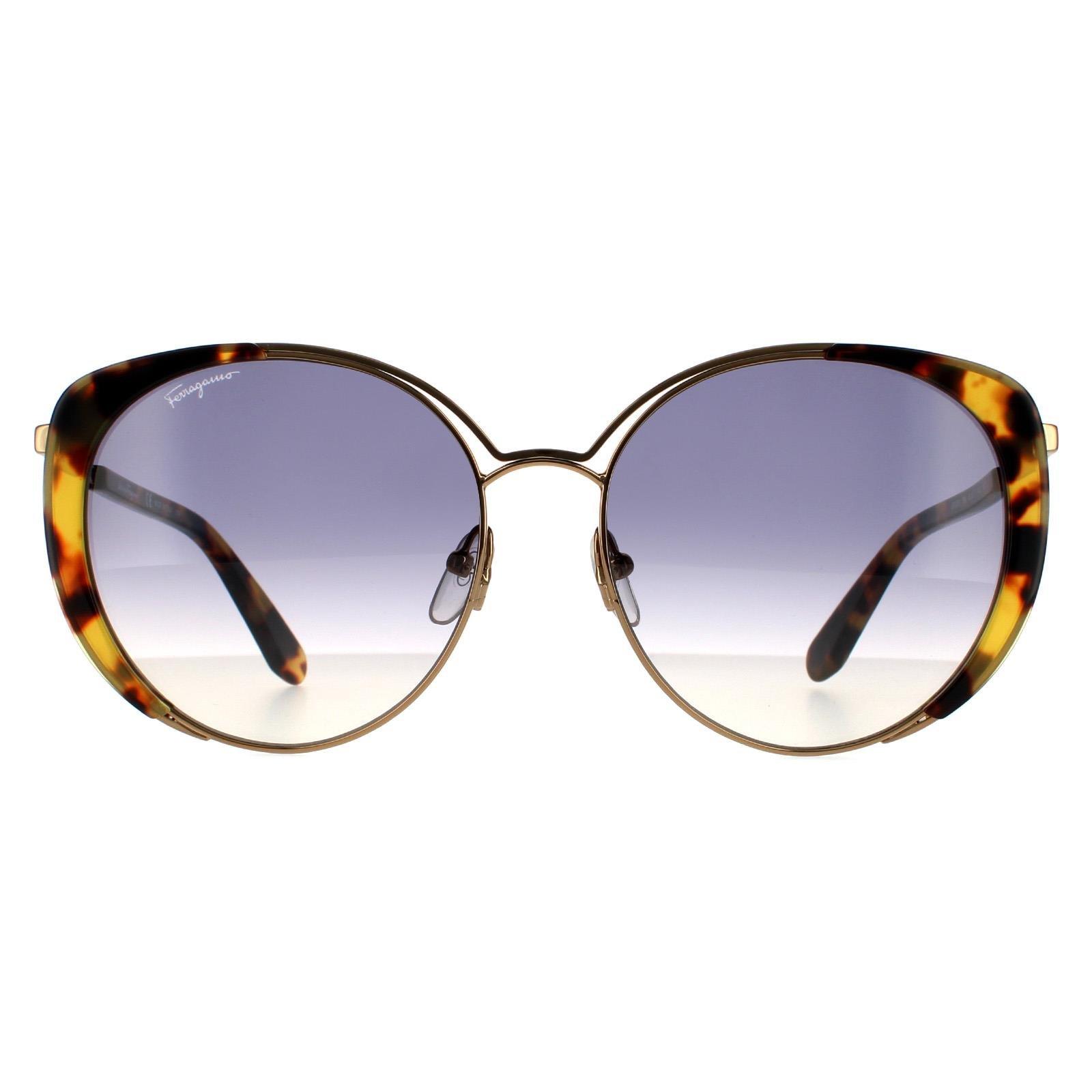 Солнцезащитные очки «кошачий глаз» янтарно-золото-черепахового цвета с градиентом Salvatore Ferragamo, золото