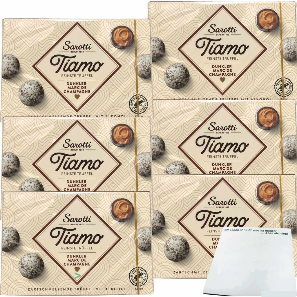 

Sarotti Tiamo Truffle Praline Dark Marc de Champagne Упаковка из 6 шт. (упаковка 6x125 г) + блок usy