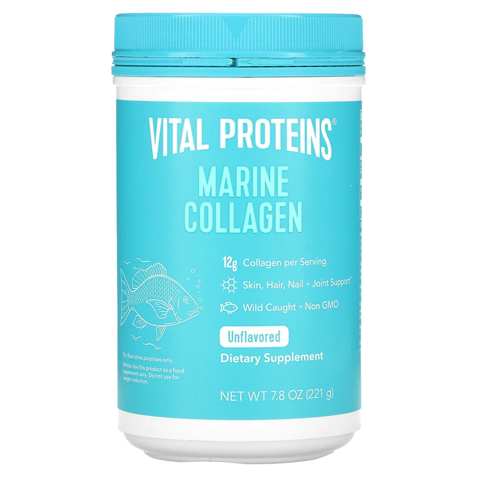 Vital Proteins Морской коллаген Выловлено в диких условиях Без ароматизаторов 7,8 унц. (221 г) vital proteins морской коллаген из дикой рыбы без добавок 221 г 7 8 унции