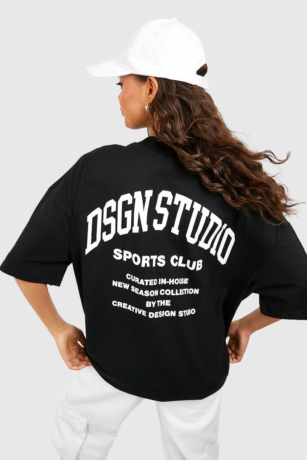 Футболка оверсайз dsgn studio sports club Boohoo, черный футболка plus dsgn studio varsity boohoo черный