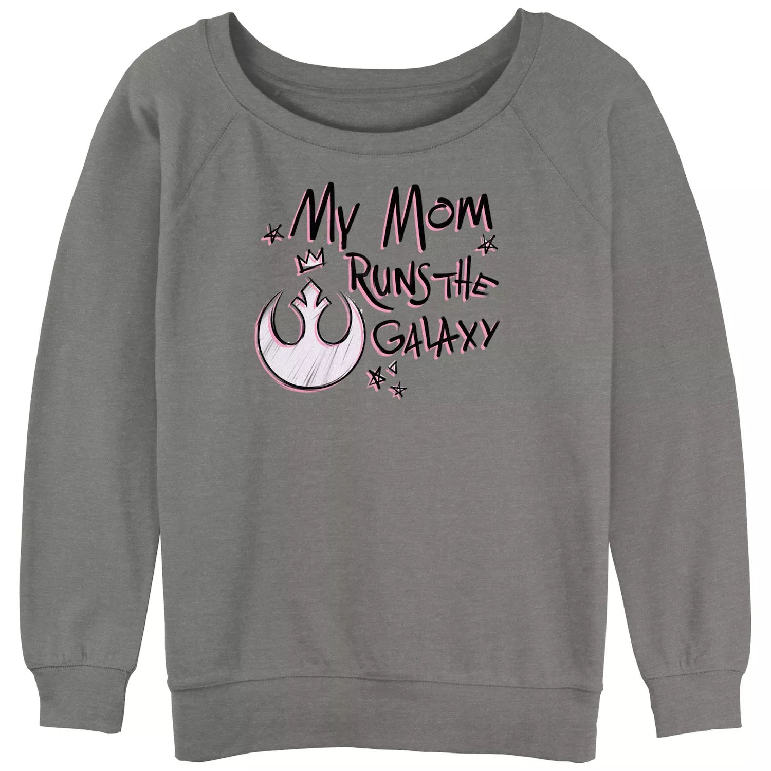 Пуловер с напуском из махрового материала розового цвета с логотипом Rebel для юниоров «Моя мама управляет галактикой» Licensed Character
