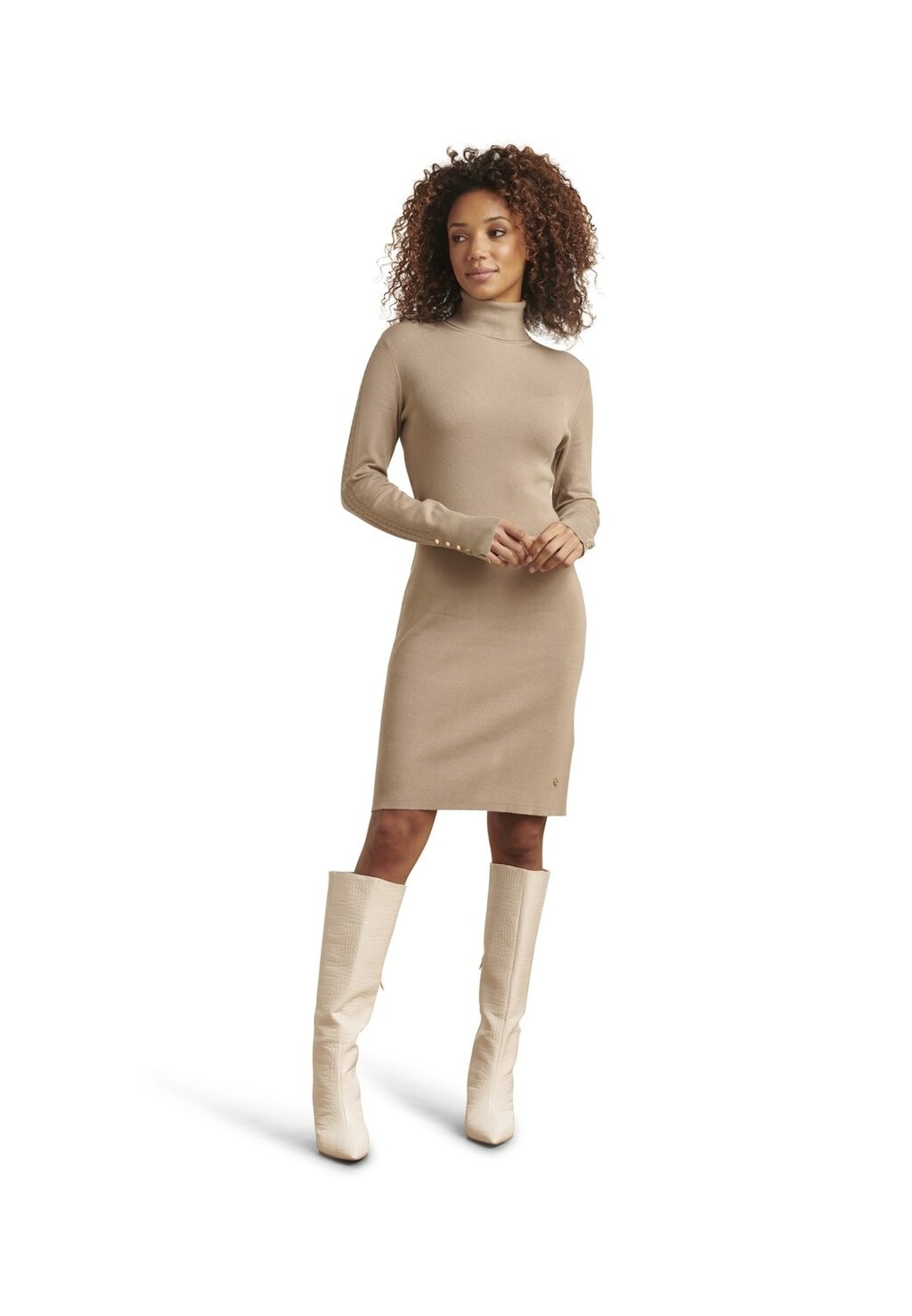 

Платье-футляр STYLISH FITTED TURTLENECK IN COOL Smashed Lemon, цвет sand