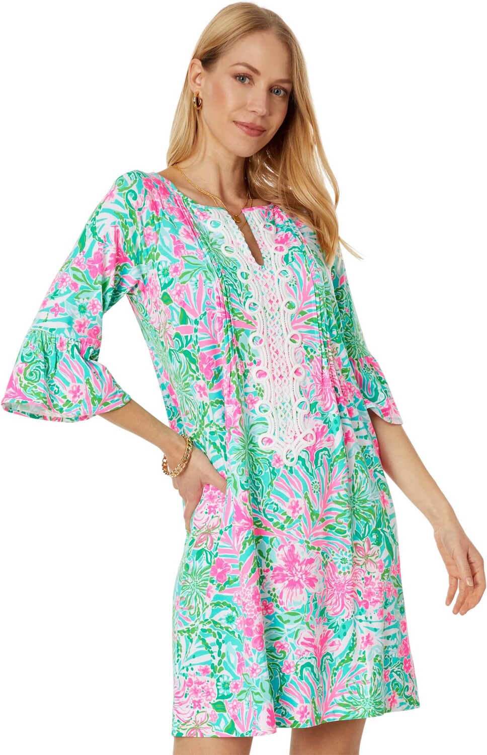 

Криста Платье Lilly Pulitzer, цвет Amalfi Blue Leaf It Wild