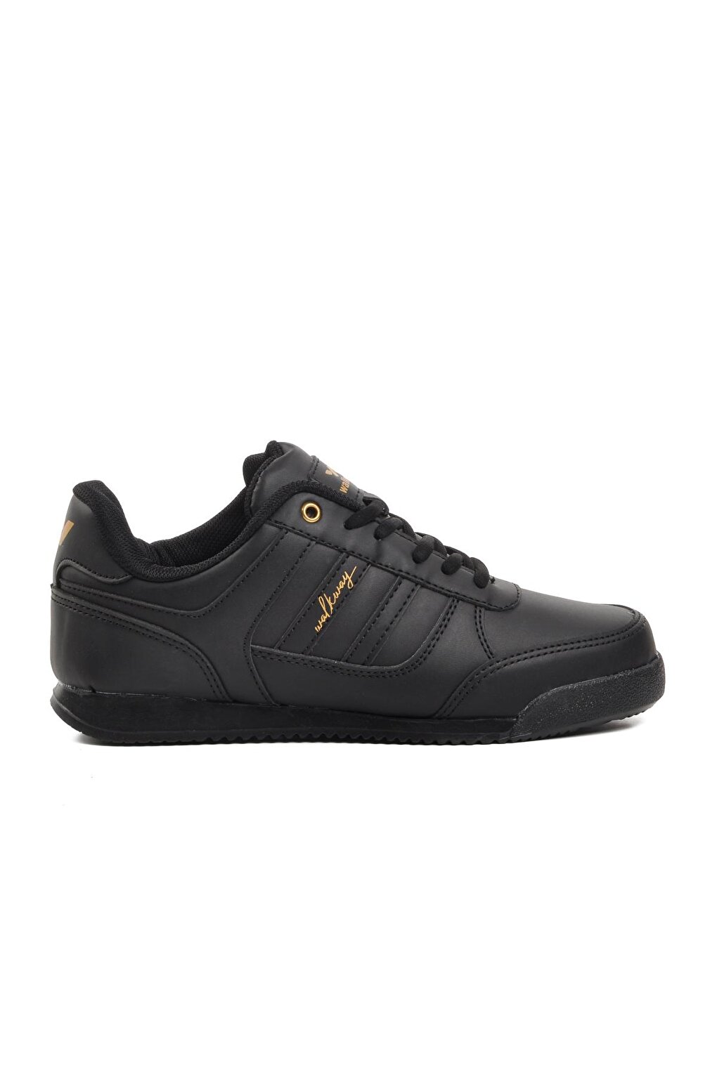 Мужские кроссовки на шнуровке из эффективного полиуретана черного и золотого цвета Walkway черное золото