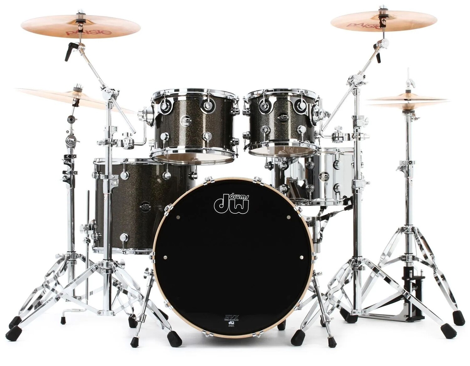 

Набор корпусов из 4 частей серии DW Performance с 22-дюймовым бас-барабаном — Pewter Sparkle FinishPly