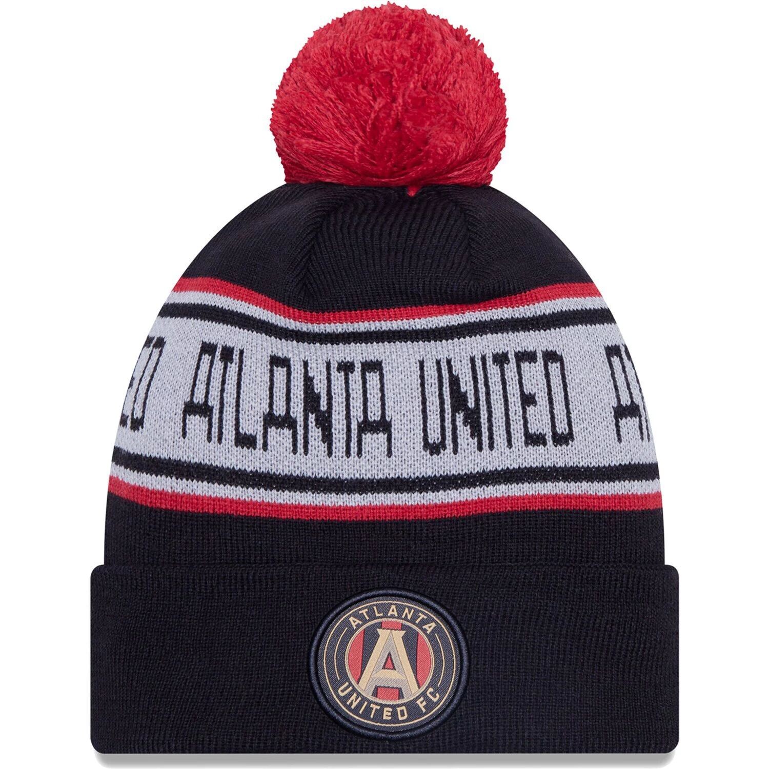 

Мужская черная вязаная шапка с манжетами и помпоном New Era Atlanta United FC