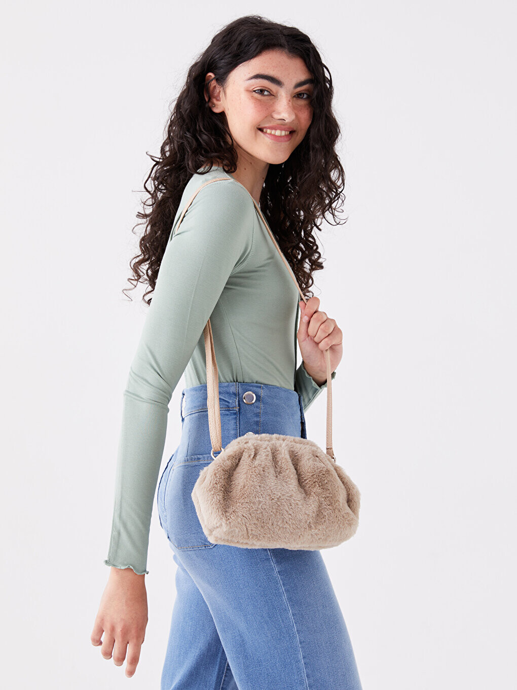 

Женская плюшевая сумка через плечо LCW ACCESSORIES, норка