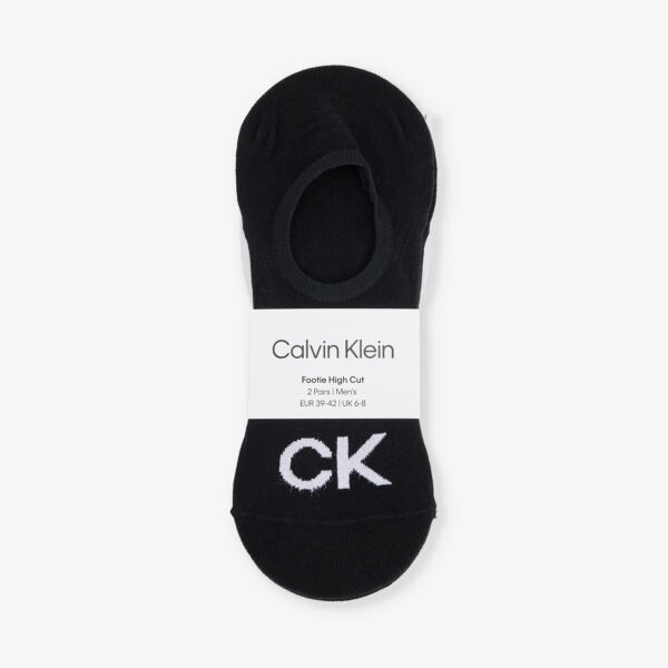 

Комплект из двух носков из смесового хлопка с фирменной отделкой в рубчик Calvin Klein, черный