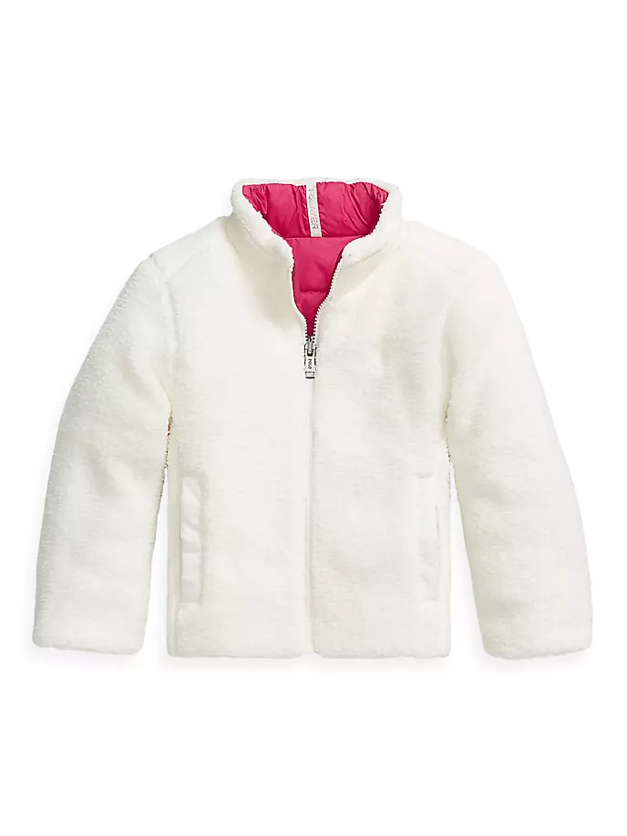 Двусторонняя куртка из шерпы для маленьких девочек и девочек Polo Ralph Lauren, цвет nevis preppy pink