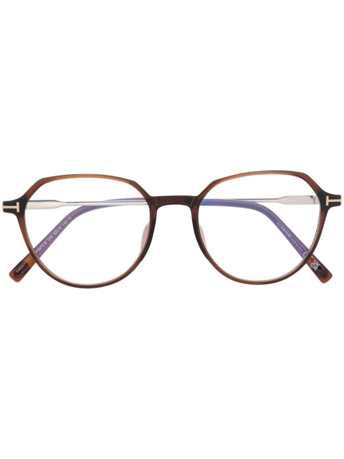 

TOM FORD Eyewear очки в круглой оправе с логотипом, коричневый