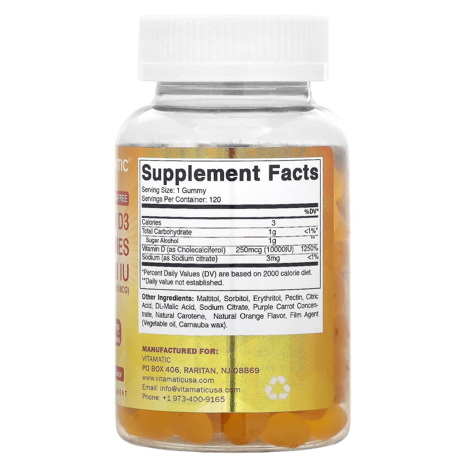 Витамин D3 Vitamatic натуральный апельсин, 120 жевательных таблеток