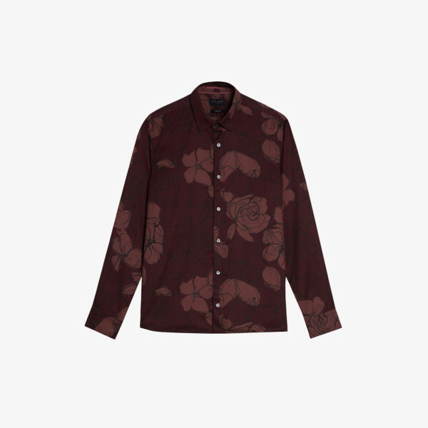 

Рубашка Bobbio стандартного кроя из эластичной ткани с цветочным принтом Ted Baker, бордовый