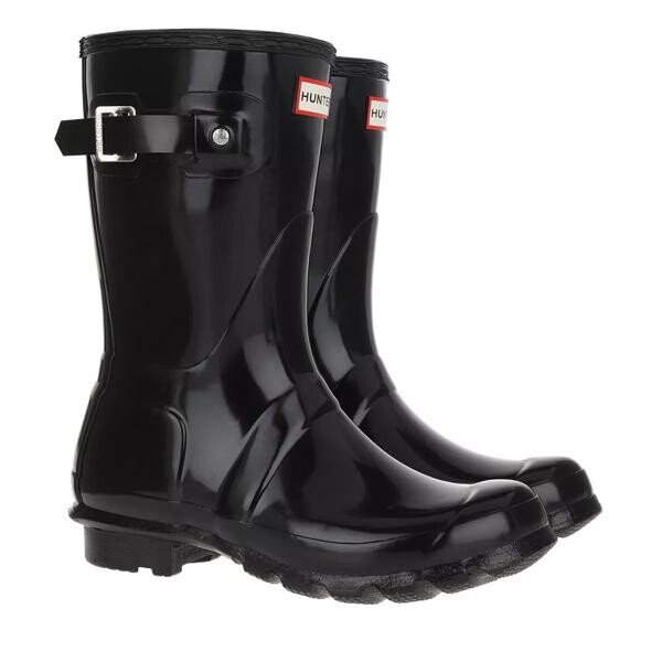 

Ботинки womens original short gloss black Hunter, черный