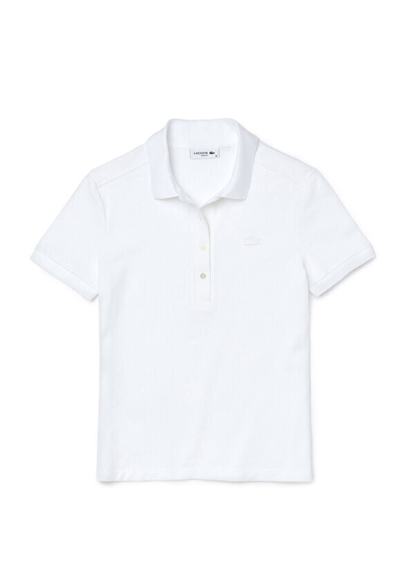 

Белая женская футболка-поло приталенного кроя Lacoste, Белый