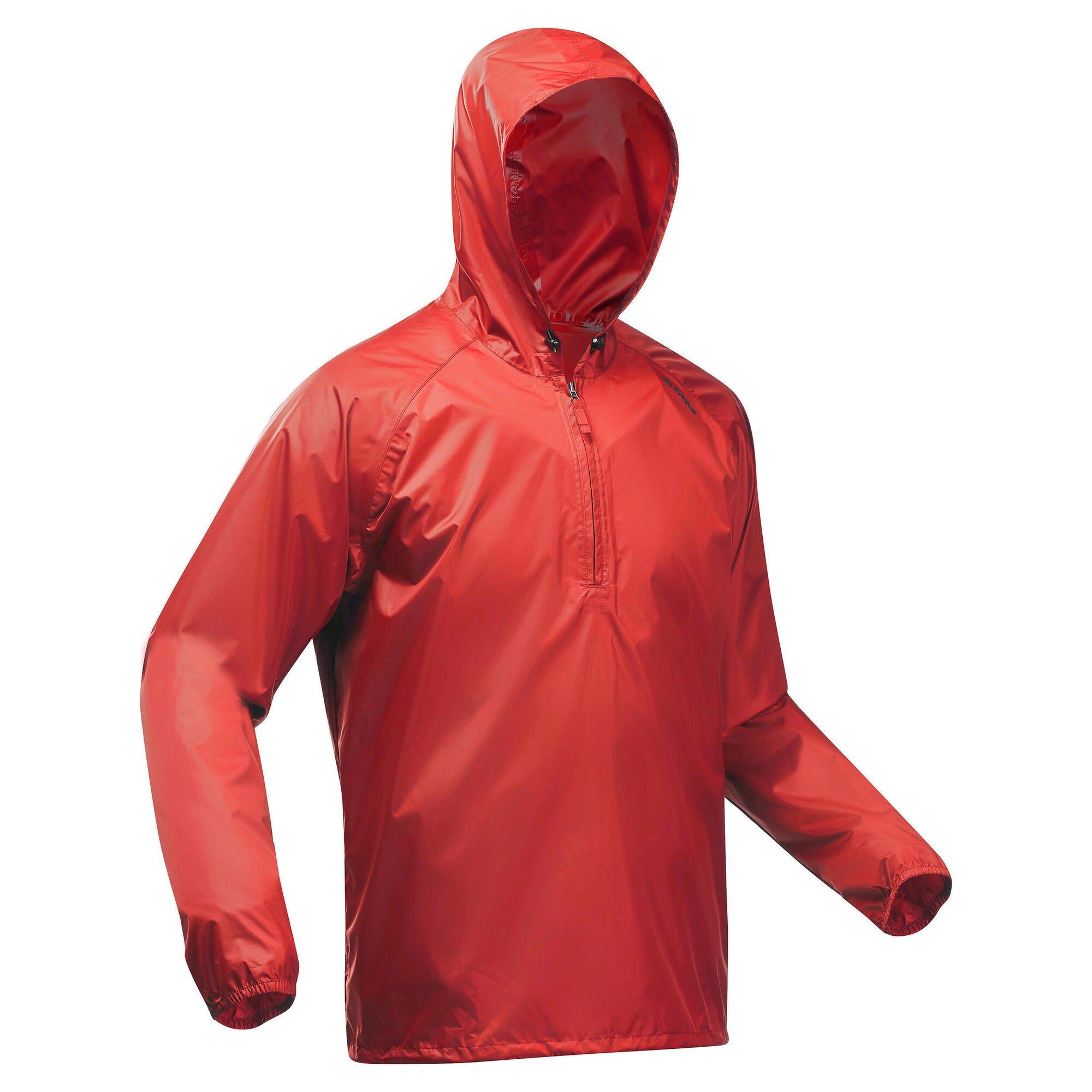 Ветрозащитная и водоотталкивающая походная куртка Decathlon Quechua, красный