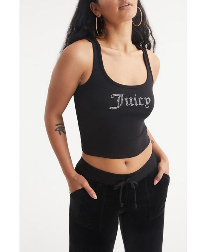 

Женская майка с блестящим вырезом Juicy Couture, черный