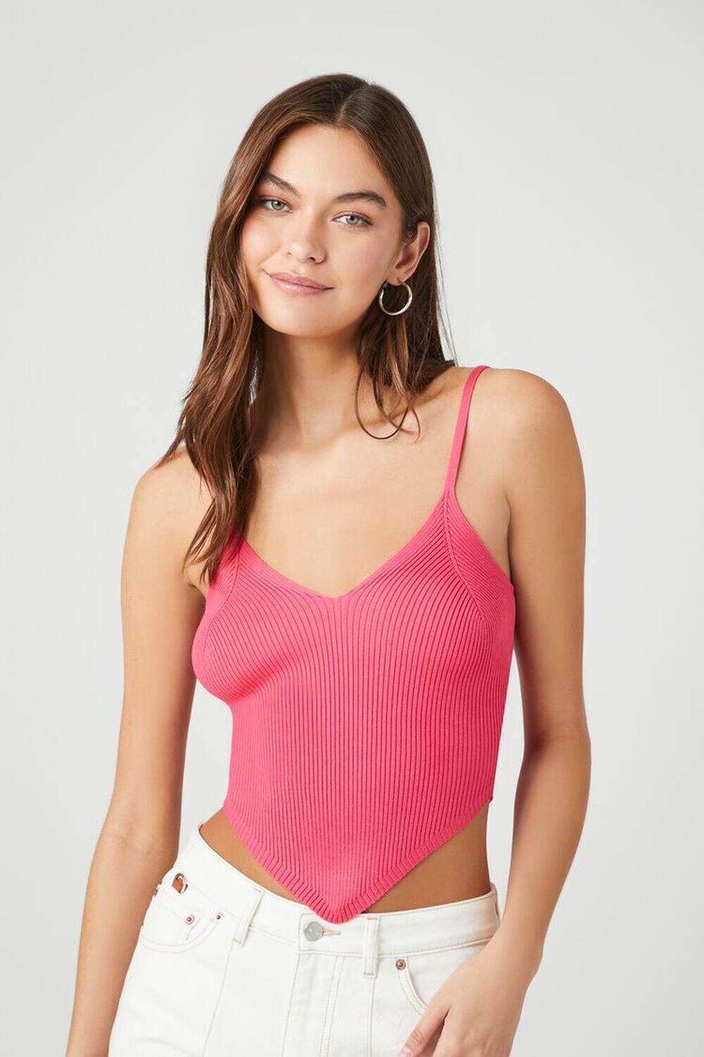 

Свитер в рубчик — вязанная укороченная майка Forever 21, розовый