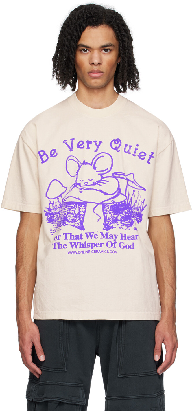 

Кремового цвета футболка с надписью «Be Very Quiet» Online Ceramics, цвет Off-white