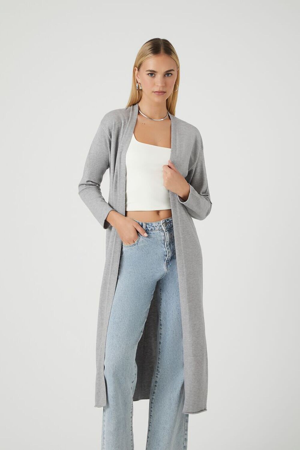 

Свитер-кардиган Duster Forever 21, серый