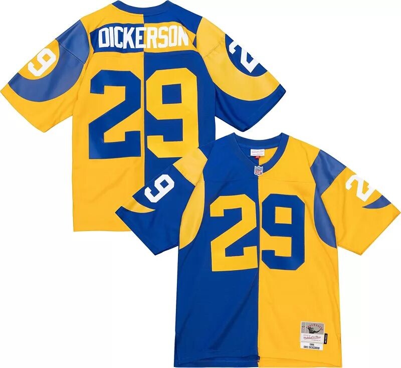 

Мужская футболка Mitchell & Ness Los Angeles Rams Эрик Дикерсон № 29, 1984 г., сплит-возврат