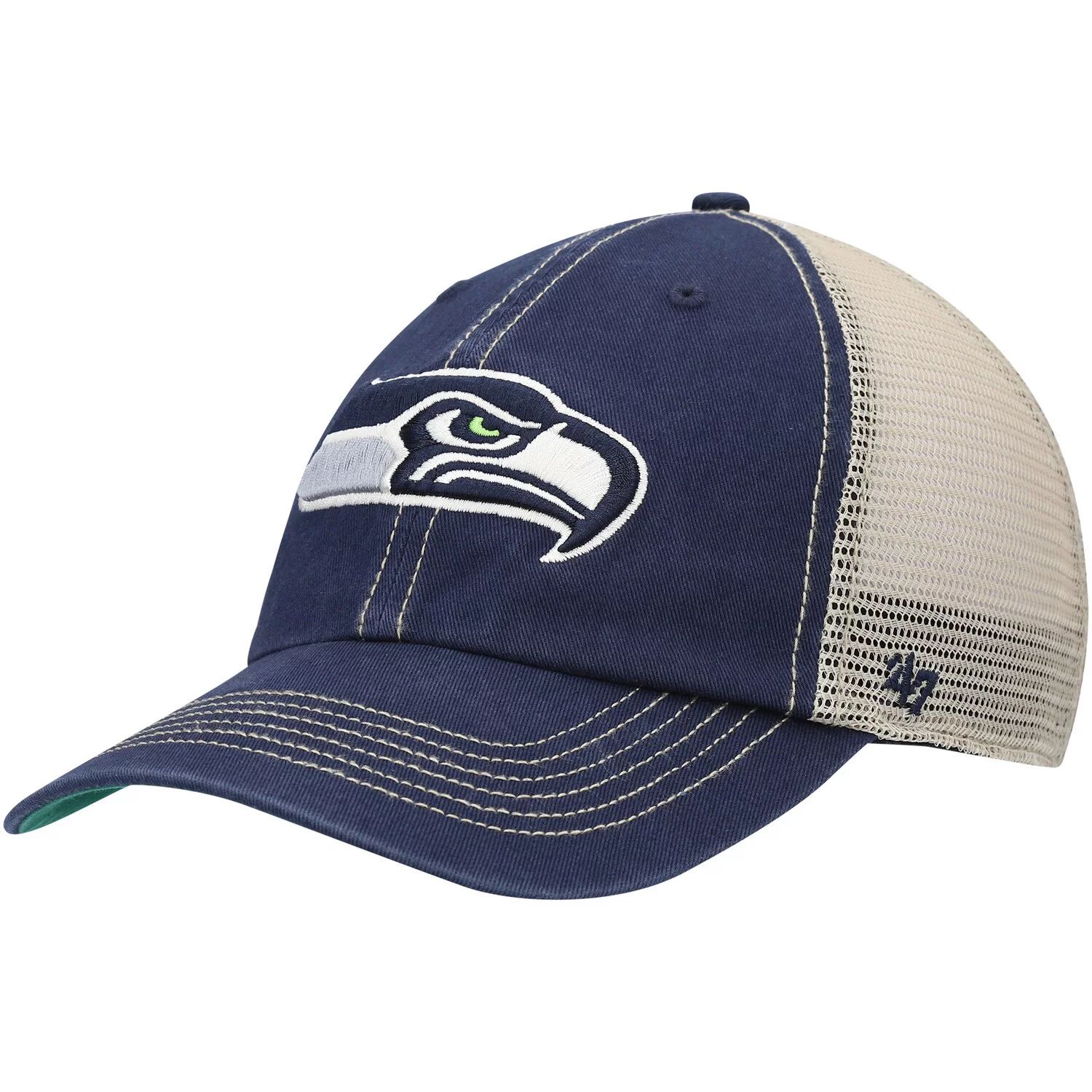 

Мужская бейсболка темно-синего цвета/натурального цвета Seattle Seahawks Trawler Trucker Clean Up Snapback '47 47 Brand